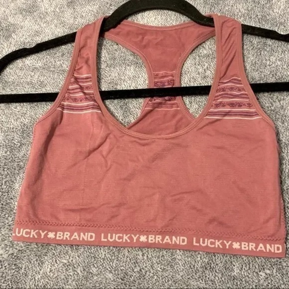 Lucky Brand Bra womens Small Pink Seamless Racerback Bralette Top Activewear